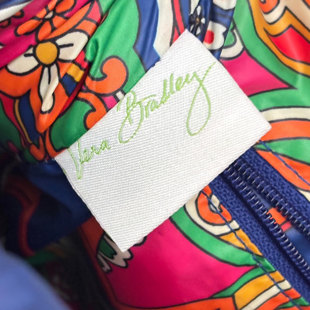 Vera Bradley Navy Blue Quilted Nylon Paisley Lining Drawstring Flap Backpack - Picture 10 of 10